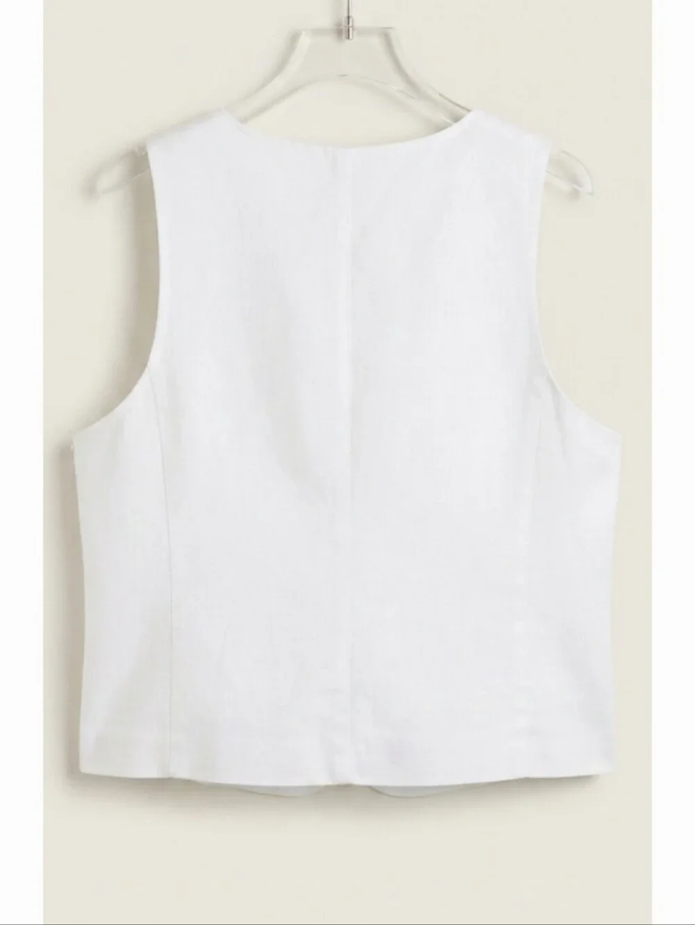J. Crew White Linen Square-Neck Button Front Tank Size 24